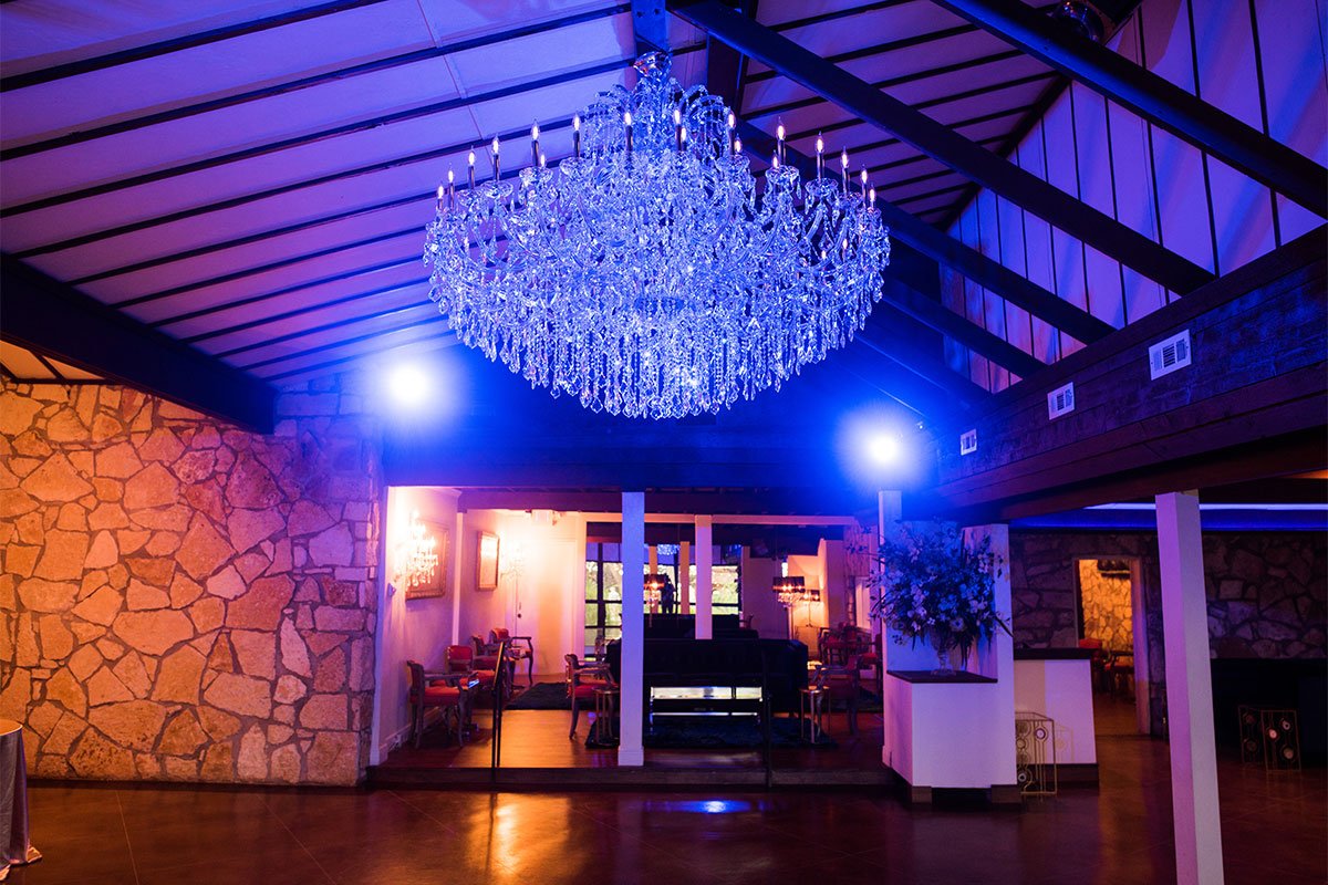 The Chandelier Chateau is an incredible reception room for dancing at The Vista on Seward Hill