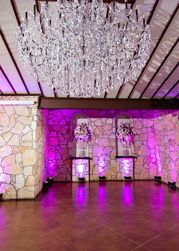 The Chandelier Chateau is an incredible reception room for dancing at The Vista on Seward Hill