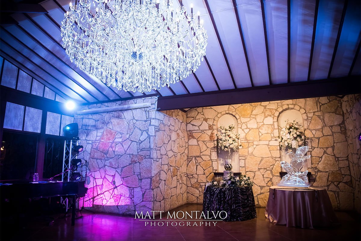 The Chandelier Chateau is an incredible reception room for dancing at The Vista on Seward Hill