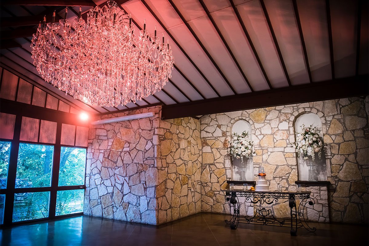 The Chandelier Chateau is an incredible reception room for dancing at The Vista on Seward Hill