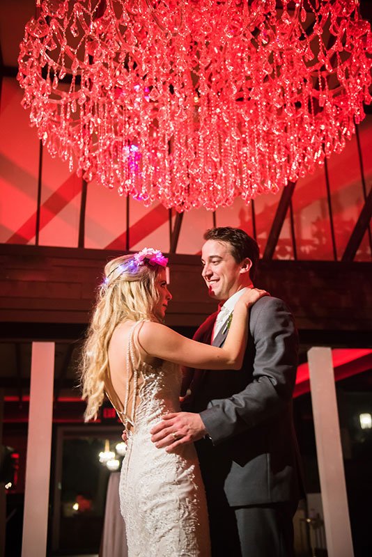 The Chandelier Chateau is an incredible reception room for dancing at The Vista on Seward Hill