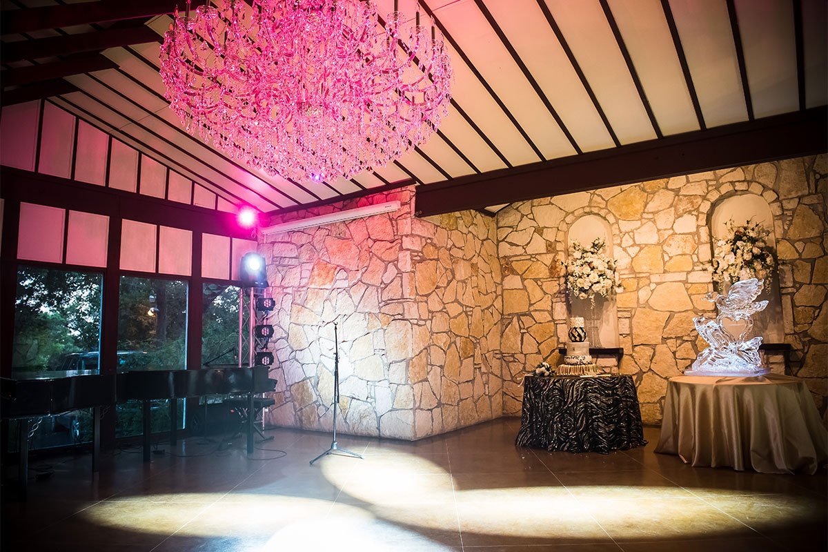 The Chandelier Chateau is an incredible reception room for dancing at The Vista on Seward Hill