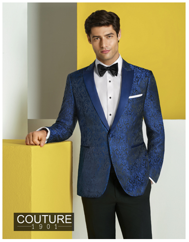 Couture 1901 Navy Chase Paisley Tuxedo Rex Formalwear San Antonio