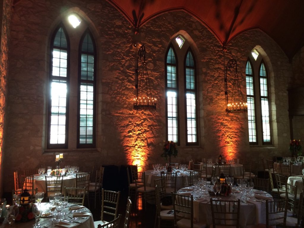 Amber Uplighting on Stone Textured Wall