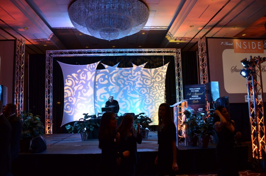 Spandex Backdrop with Stage Lighting &amp; Gobo Lighting