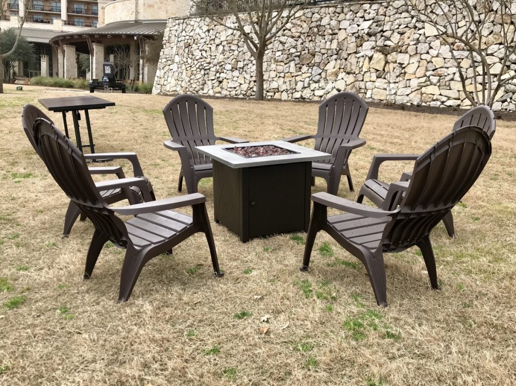 Adirondack Chairs with Fire Pit