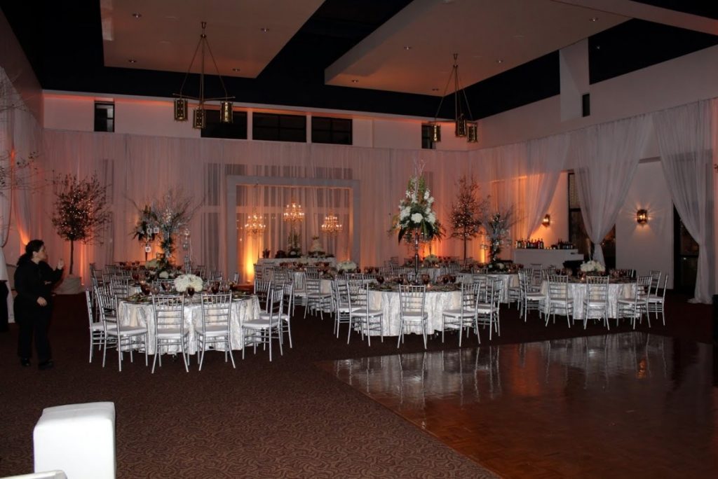 Silver Chiavari Chairs with White Sheer Draping