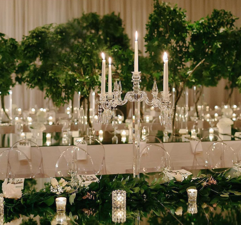 Mirrored Glass Table Topper Decor