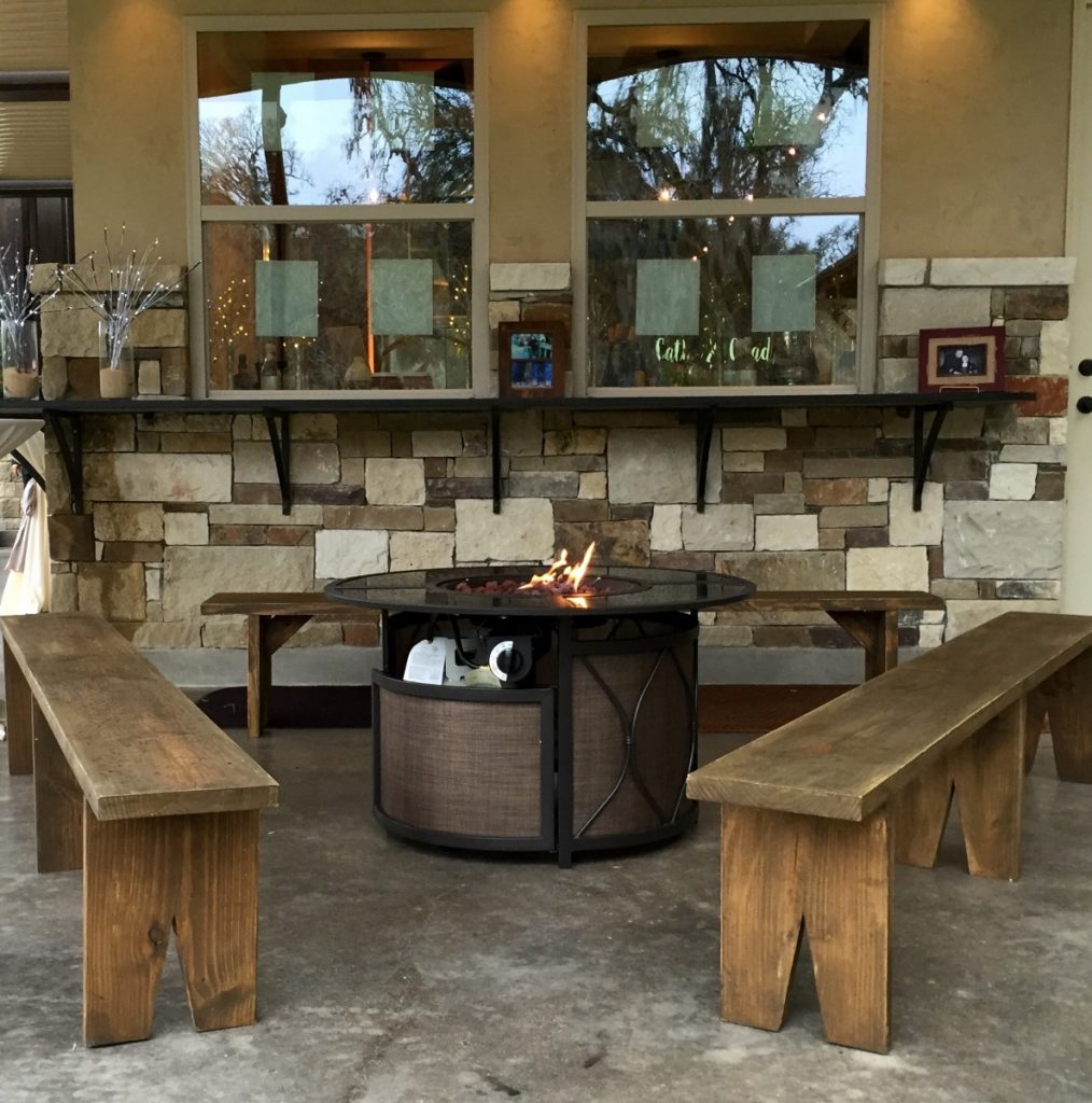 Rustic Benches with Fire Pit