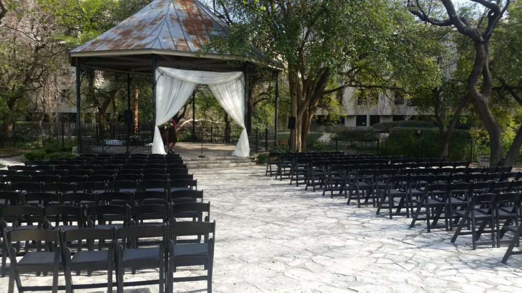 White Sheer Drape on Gazebo at Ceremony