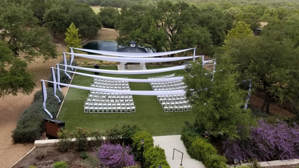White Sheer Panels over Ceremony