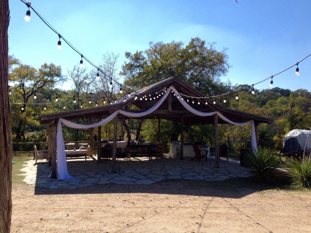 Outdoor Rustic Draping with String Lighting
