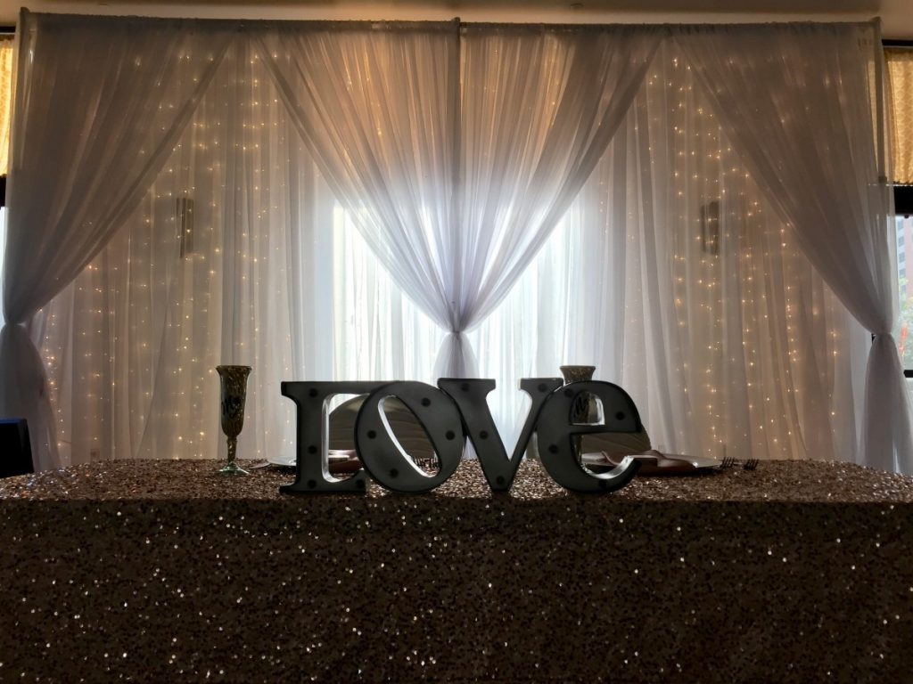 Lighted Pipe &amp; Drape at Sweetheart Table