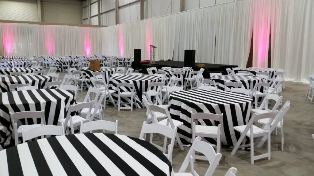 White Banjo Wall Draping with Uplights