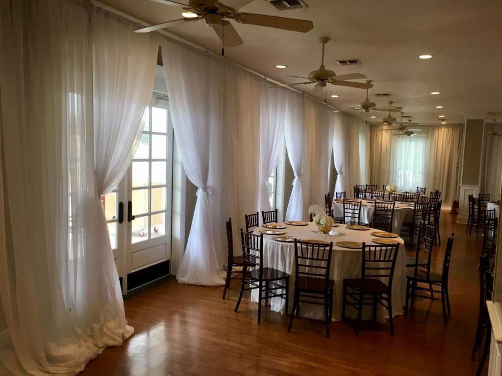 White Sheer Draping on Outer Walls