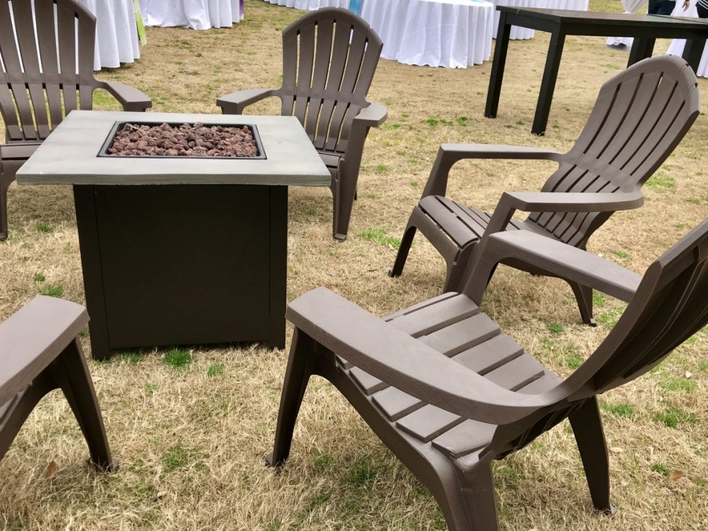Square Fire Pit with Adirondack Chairs
