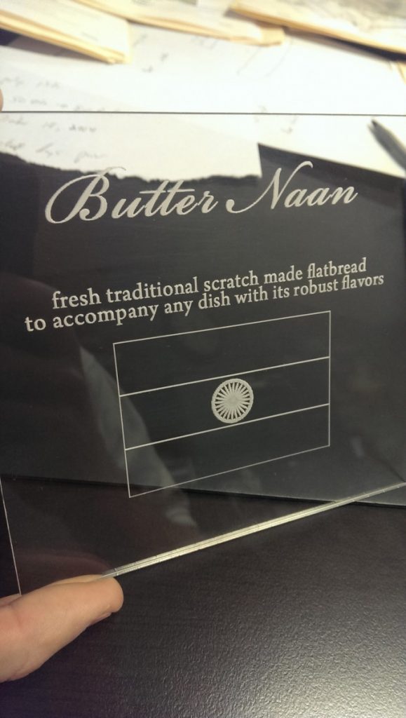 Meal Options Etching