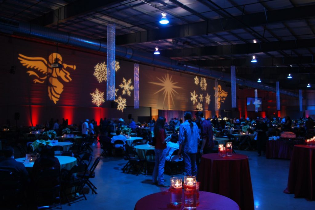 Custom Gobo Lighting Design, Shimmiliers, &amp; Uplighting