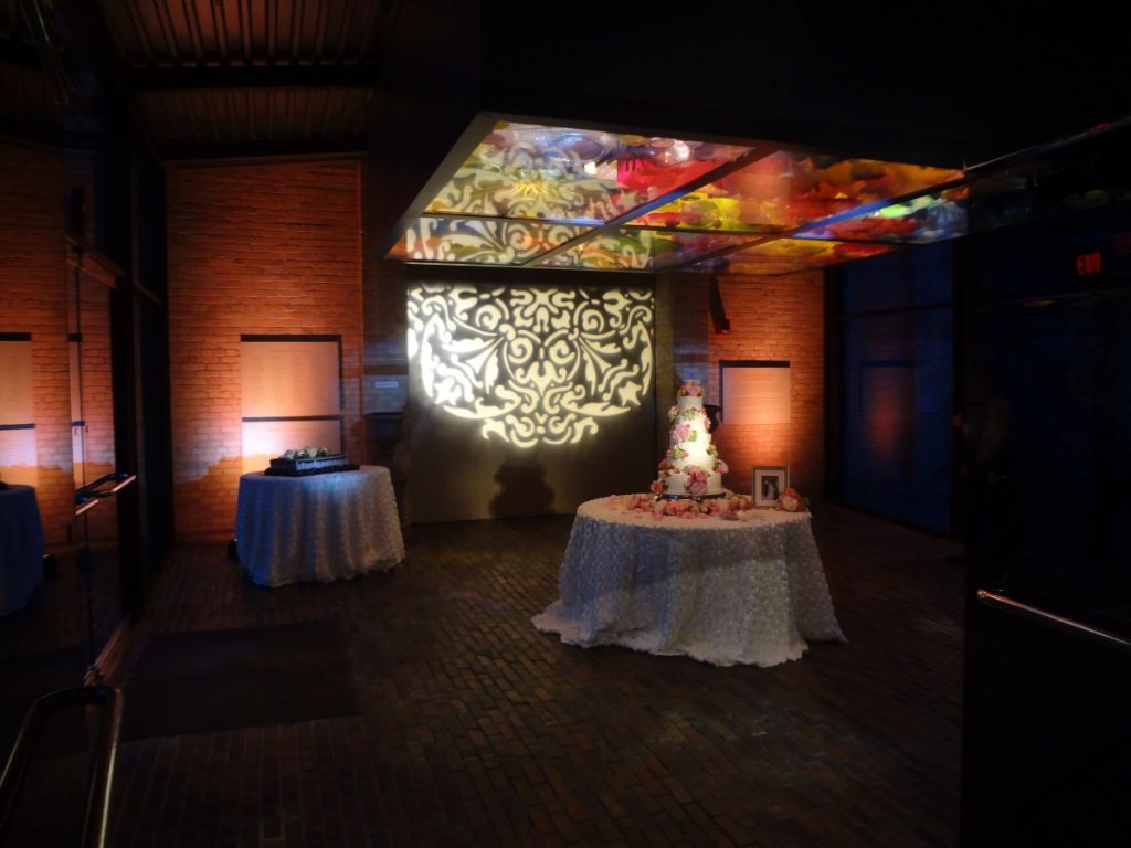 Cake Table Pinsotted with Gobo Projection &amp; Uplighting