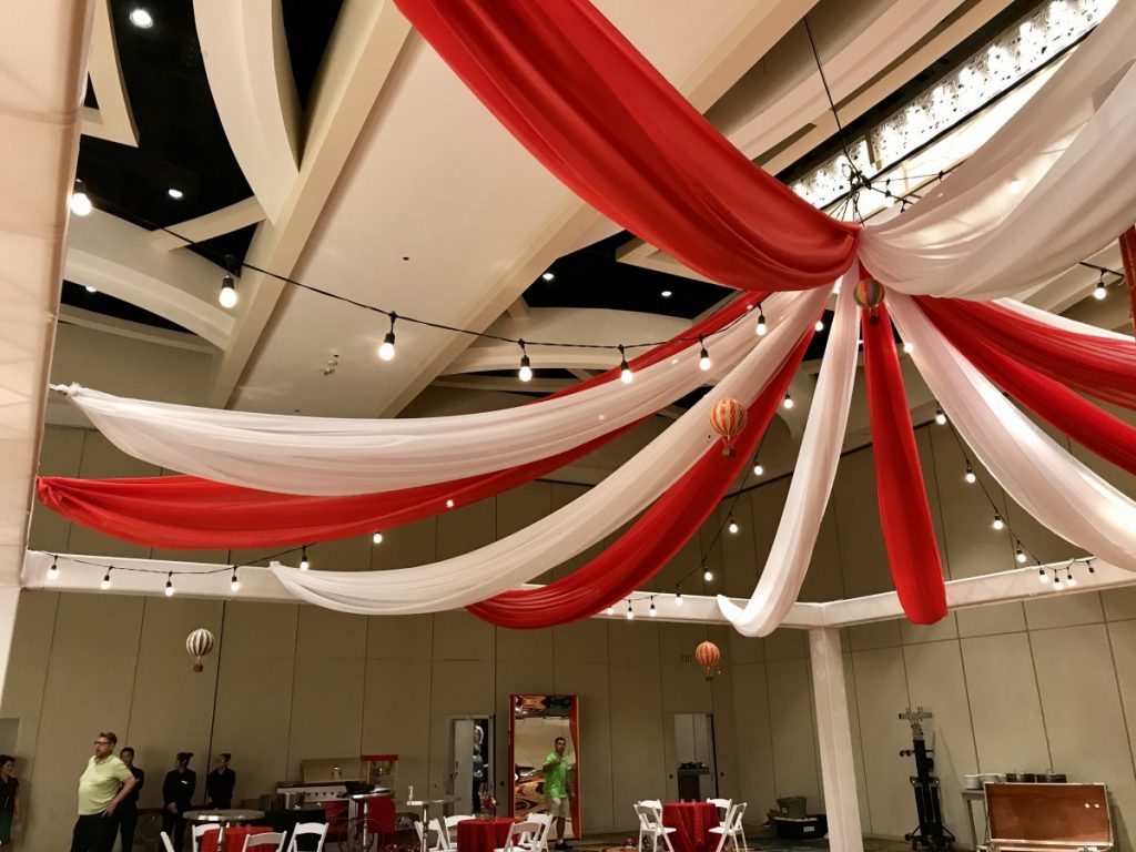 Circus Themed Bistro String Lighting &amp; Ceiling Draping
