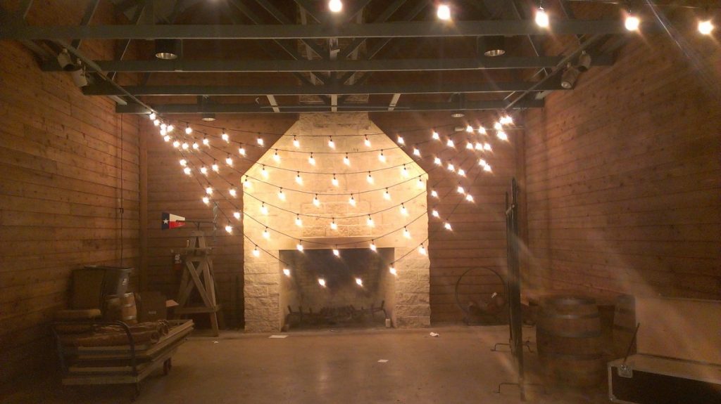 Custom String Lighting over Fireplace