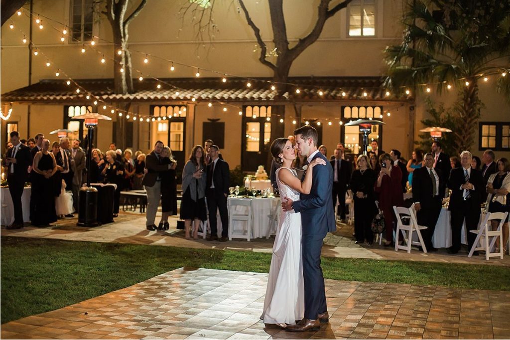 String Lighting over a Wooden Dance Floor