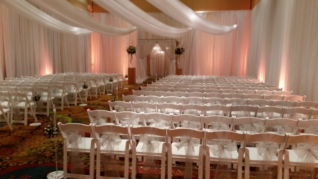 Folding Chairs with Sheer Tied Sash
