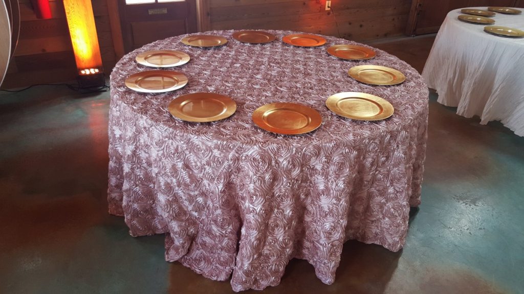 Blush Rosette Taffeta Tablecloth Linen