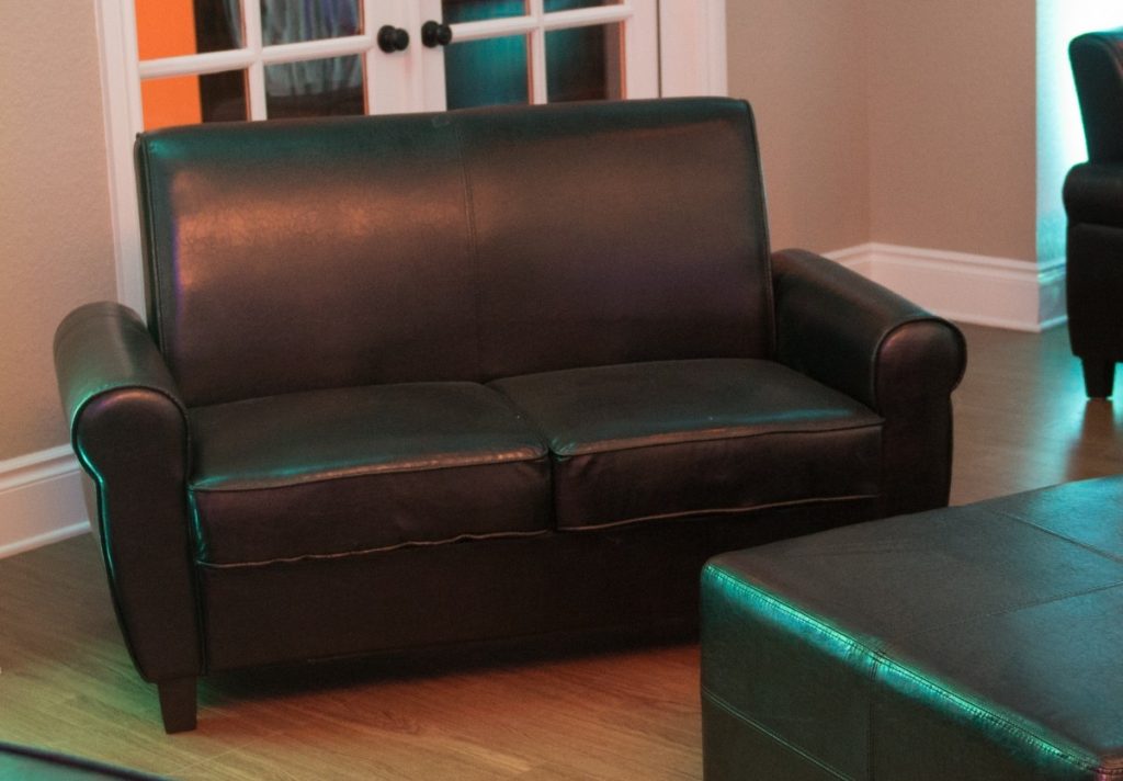 Black Leather Love Seat