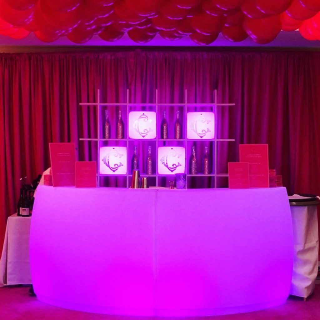 LED Bar with Bar Back (Lighted with LED Cubes)