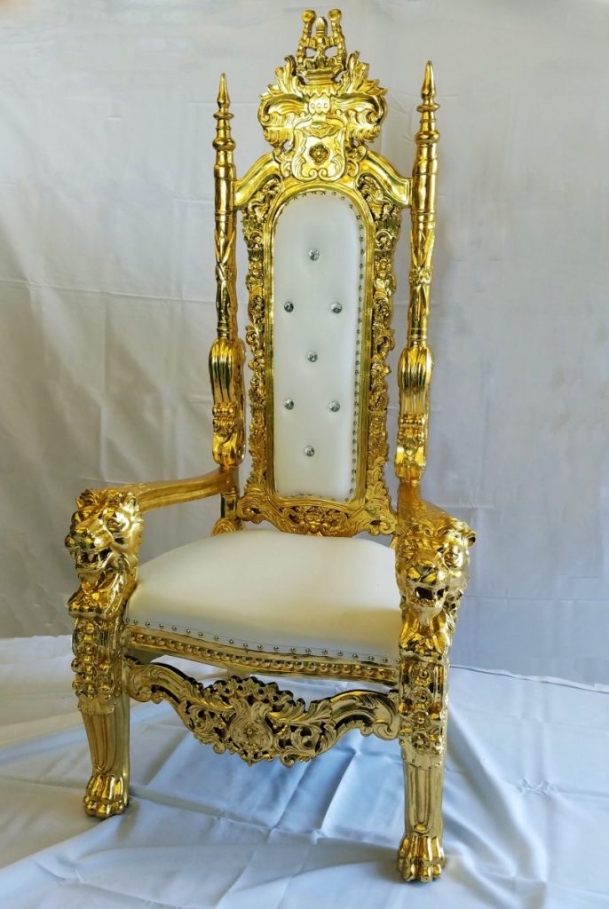 Specialty Lounge Furniture - White/Gold Throne Chair