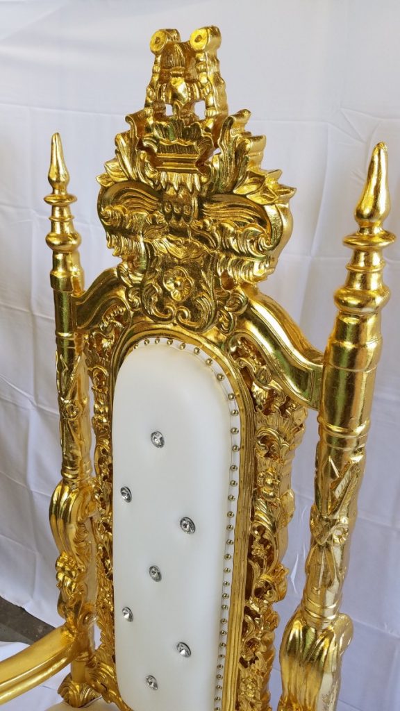 Specialty Lounge Furniture - White/Gold Throne Chair Detail