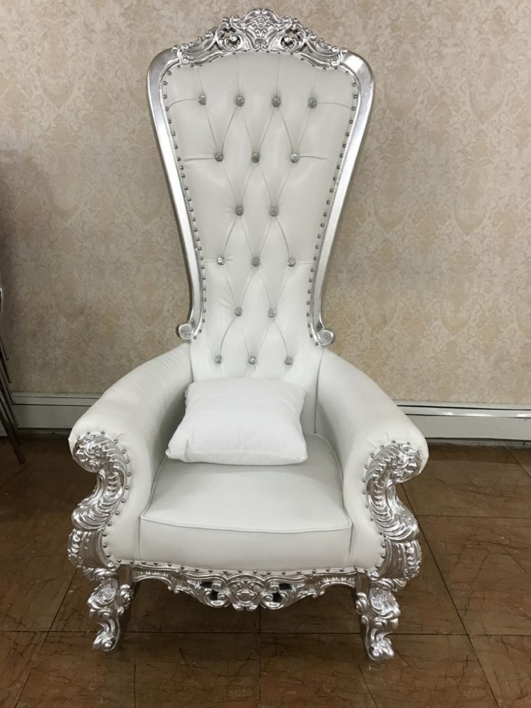 White &amp; Silver Royalty Chair