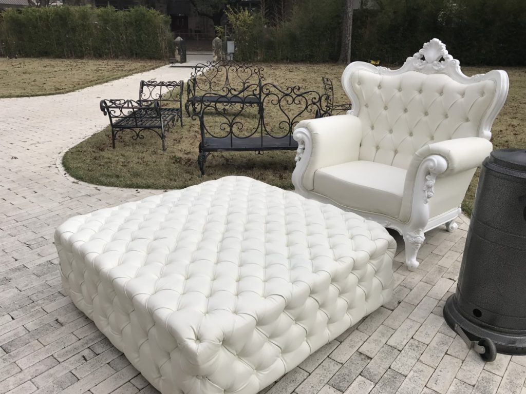 Queen Anne Chair with Tufted Ottoman