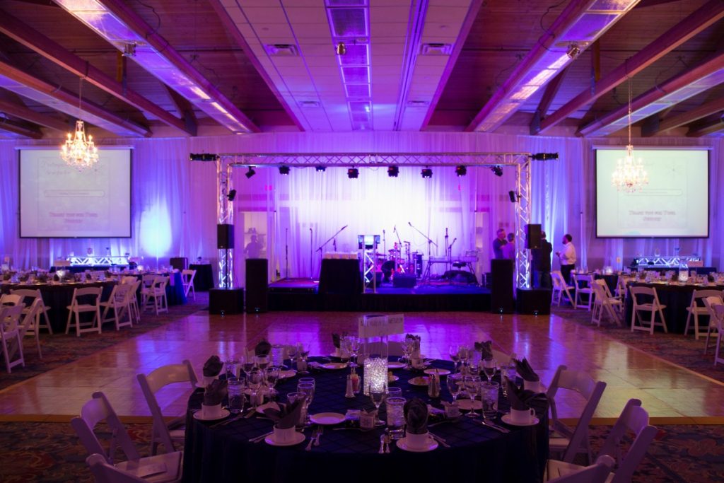 Truss Lighted Staging with Drape Backdrop