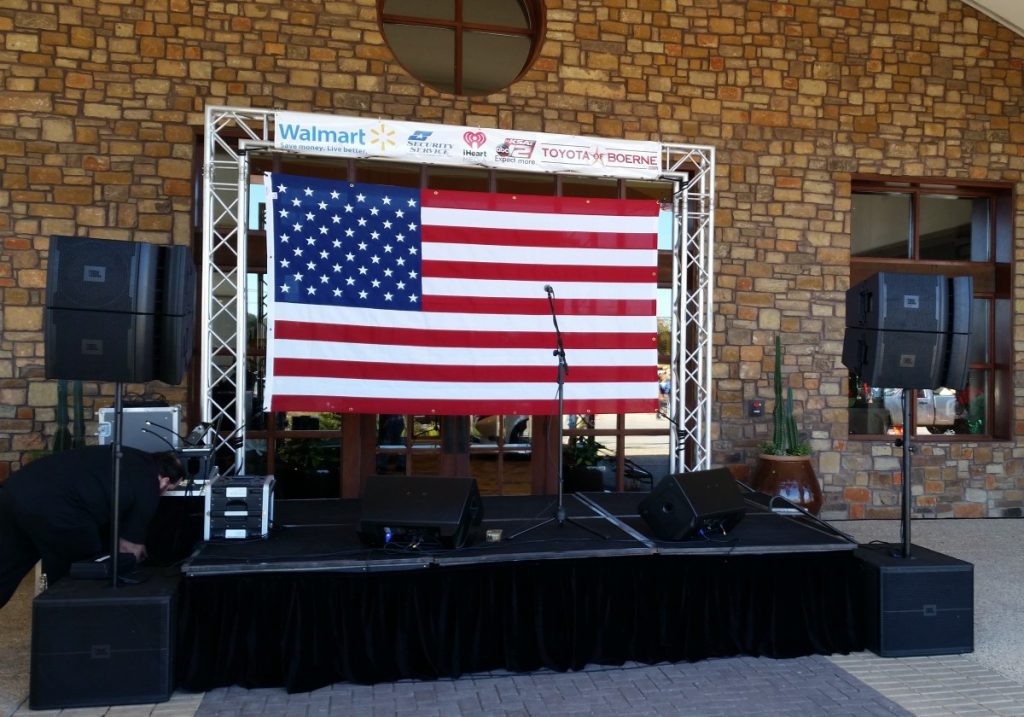 Standard Staging with Trussing with Speaker Systems - 8&#039; D x 12&#039; W - 24&quot; Height