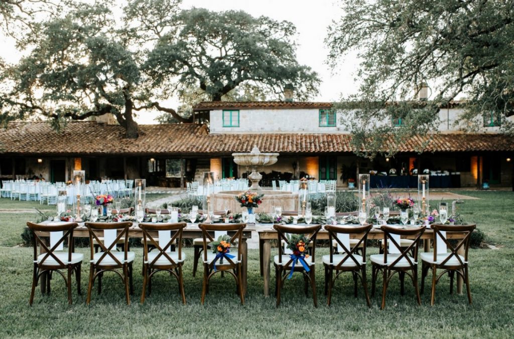 Rustic Farm Tables with Crossback Chairs