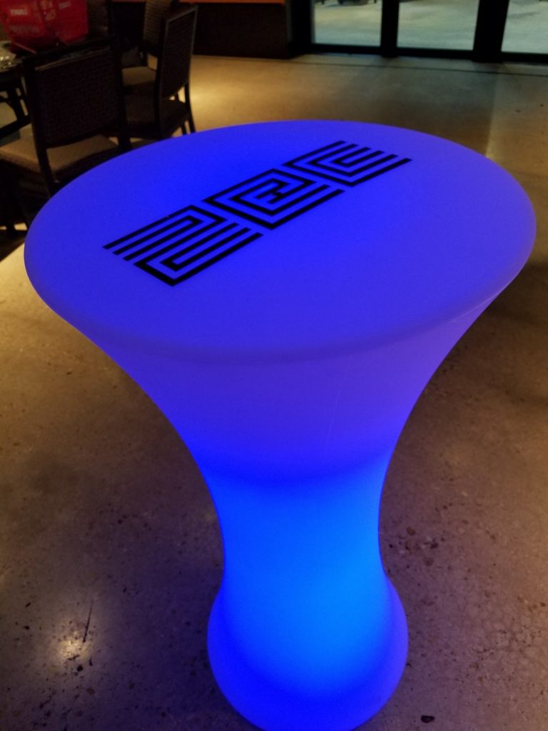 Hourglass LED Cocktail Table with Logo